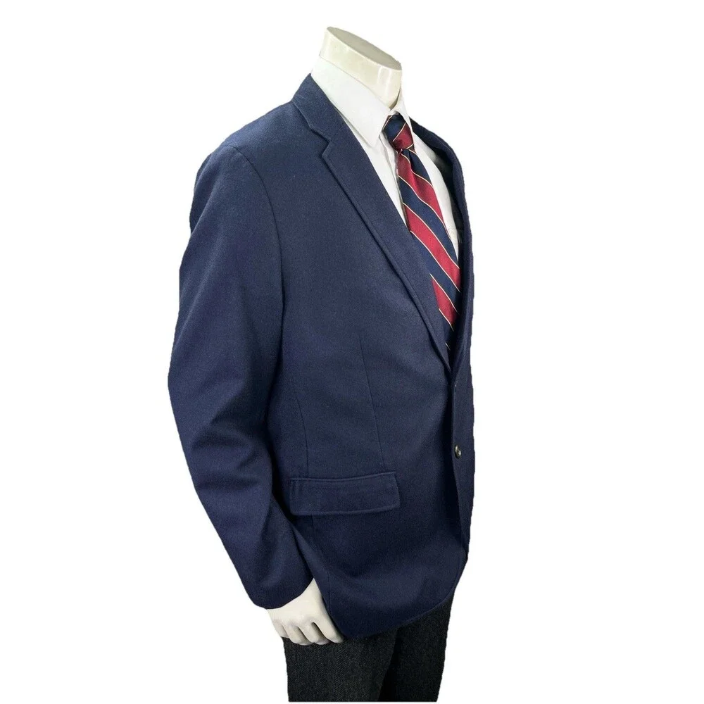 J. CREW Ludlow American Woolen Company Flannel Wool Blazer Men's 44R Navy